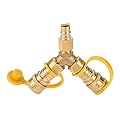 Lemfema 3/8” Y Splitter Natural Gas Quick Connect/Disconnect Adapter, Suitable for Low Pressure Natural Gas or Propane Systems for Natural Gas Grill, Patio Heater, RV, Fire Pit