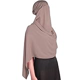 Yeieeo Instant Chiffon Hijab with Undercap Fashion Solid Color Chiffon Head Wraps Under Scarf Caps Muslim Fashion Bandage (Khaki)