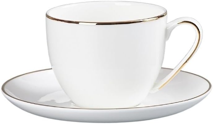 Cup And Saucer Set Large-Capacity Gold Edge Coffee Cup And Saucer Set Creative Design Afternoon Tea Cups Light Luxury Drinkware Tea Cup And Saucers (Size : 200-300ml, Color : Style L)