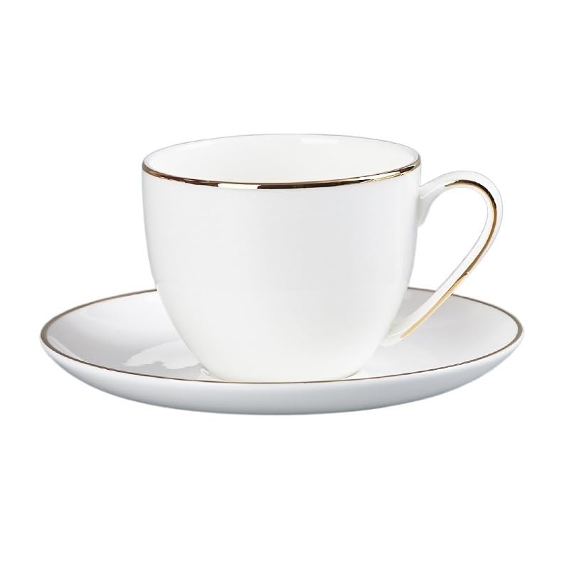 Cup And Saucer Set Large-Capacity Gold Edge Coffee Cup And Saucer Set Creative Design Afternoon Tea Cups Light Luxury Drinkware Tea Cup And Saucers (Size : 200-300ml, Color : Style L)
