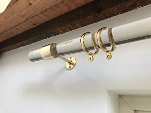 Clear Curtain Pole with Brass Brackets & End Caps - Modern Curtain Rail - Lucite - Acrylic - Custom Sizes (421-495 Centimeters, Burnished Nickel)