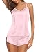 Ekouaer Sleepwear Womens Sexy Lingerie Satin Pajamas Cami Shorts Set Nightwear XS-XXL (Pink, M)
