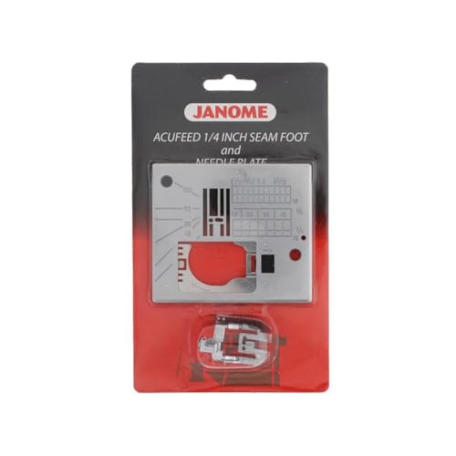 Prensatelas Acufeed 1/4in y placa de aguja Janome miniatura 1