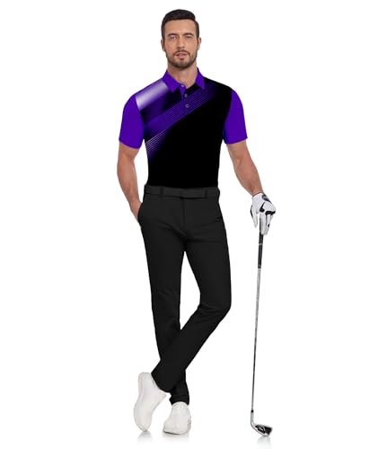 JACKETOWN Mens Polo Shirts Short Sleeve Print Dry Fit Performance Moisture Wicking Casual Collared Golf Shirts2