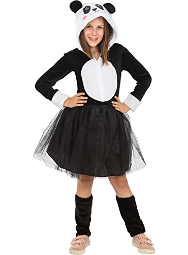 Funidelia | Disfraz oso panda para nia Animales, Oso - Disfraz para nios y divertidos accesorios para Fiestas, Carnaval y Halloween - Talla 5 - 6 aos - Negro