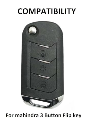 Image of Car Key Cover Compatible for Mahindra Scorpio N | 3Xo | Xuv 300 | Marazzo | Xuv 700 | Xuv 400 Ev | Bolero | Thar | Thar Roxx 3 Button Flip Key (Transformer Black)