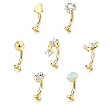 KRFY Piercings Ombligo para Mujeres, Oro/Plata Piercing Ombligo Acero Quirurgico-G-14MM