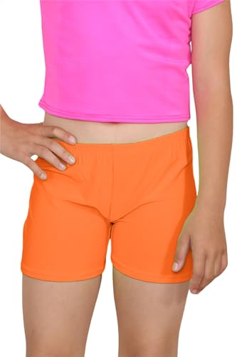 Pantalones cortos de danza para niñas Janisramone elásticos negro naranja neón 5-6 años