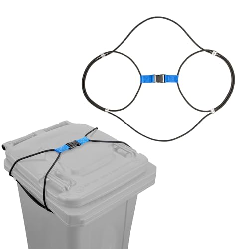 Image of Generic Outdoor Trash Can Bungee Rope,Trash Can Lid Lock,Suitable for 30-50 Gallons - Buckle Lock,Preventing Animals and Other Pests from Entering (Black 1 Pack)