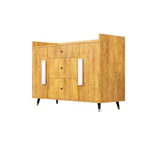 Image of Bniture Wooden Sideboard Cabinet for Living Room | Wooden Storage Cabinet with 2 Door & 3 Drawer | Engineered Wood Multipurpose Cabinet with Spacious Shelves for Home & Office | Giant Wood