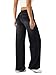 Keolorn Large Denim Wide Leg Pants for Women,High Waisted and Tummy Controlling,Straight Tube,Loose fit,Suitable for Casual Yoga and Fitness High Elasticity Fashion Jeans with Pockets(DarkGreyM)
