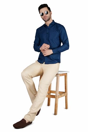 Image of Mens Slim fit Solid Casual Cotton Shirt with Spread Collar and Full Sleeves || Suitable for Office wear