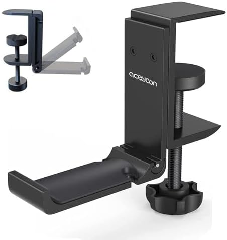 aceyoon Uchwyt na słuchawki, składany stojak z aluminium, uniwersalny uchwyt na słuchawki z organizerem na kable, stojak na wszystkie słuchawki gamingowe i słuchawki Bluetooth, czarny