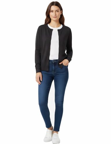 Image of Allsense Women's Long-Sleeve Crewneck Cardigan | Classic Button Down Sweater, Soft Fine Knit, Lightweight