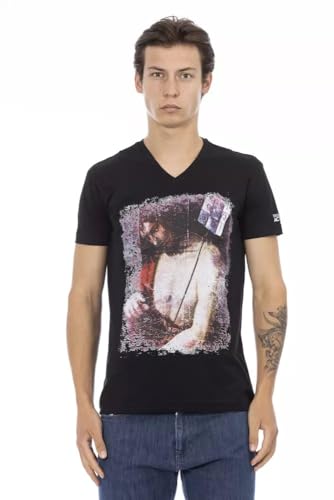 T-shirt noir en coton homme Trussardi Action XXL col rond manches courtes