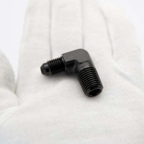 Codo de aluminio negro de 90 grados con conexiones AN4 y 1/4 NPT macho 7