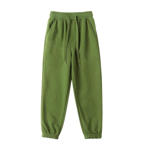 Boys Cotton Joggers Pants Kids Husky Fashion Trouser Loose Fit Baggy Lightweight Sweatpants Straight Leg Track Pants Army Green