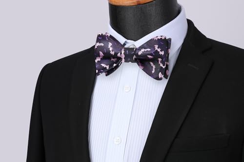 Image of HISDERN Bow Ties for Men Self Tie Animal Bowties Pocket Square Woven Silk Fun Bowtie Handkerchief Set for Wedding Party