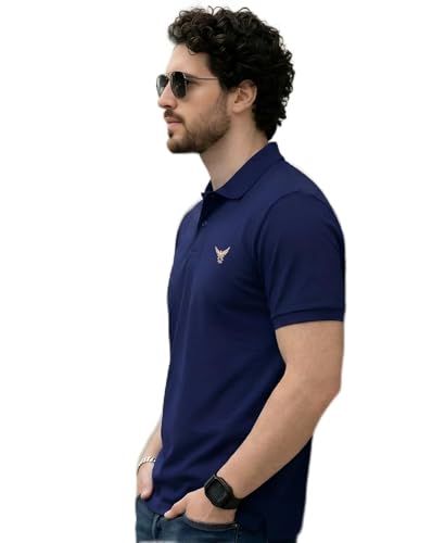 Image of AUSK Men's Half Sleeve Regular Tshirt Colorblock Polo Neck Black