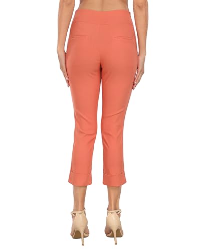 Image of HDE Pull On Capri Pant for Women w /Pockets Elastic Waist Cropped Work Pant
