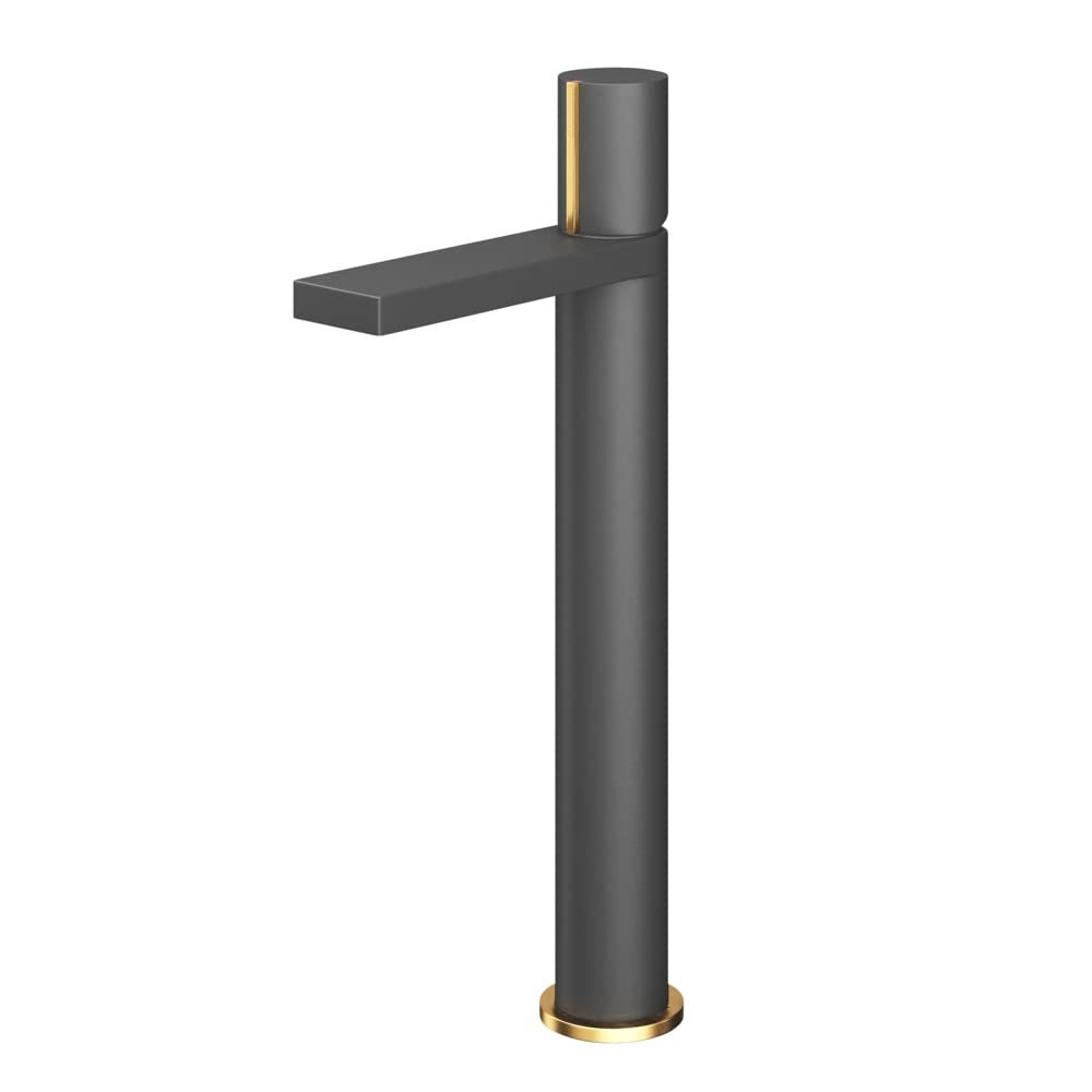 Paulo Black Gold Bathroom Tall Sink Tap | Tall Basin Mono | Bathroom Tap