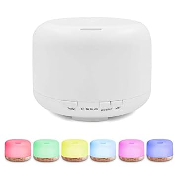 Difusor de Aromas Aromatizador Elétrico 500ml Led 7 cores com Controle Remoto Umidificador e Purificador de Ar para a sua casa e o ambiente de trabalho - Difusor de desligamento automático