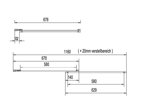 Schulte D1130 01 72 Duschabtrennung mit Handtuchhalter, ausziehbar 70 – 118 cm, 140 cm hoch, 3 mm Sicherheitsglas Dekor Querstreifen, alu natur, Duschwand für Badewanne – Bild 6