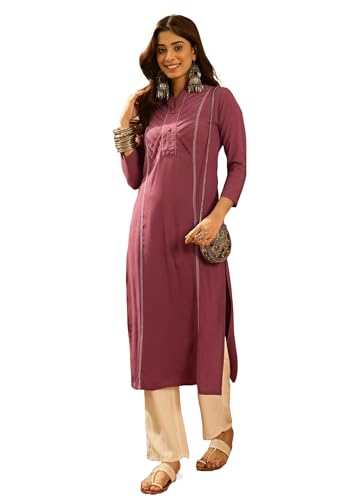 Costume indien Reyon 13782 ensemble tunique droite et pantalon pour femme