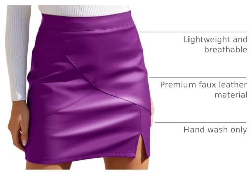Image of We1Fit Womens Fuax Leather Skirt High Waisted Bodycon Pencil Mini Skirts with Shorts