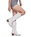 Women's Cowboy Boots Knee High with Side Zipper Wide Calf Cowgirl Boots Comfortable Western Classic Embroidered Pointy Toe Fashion Retro Classic Pull On Tall Boot Fall Winter