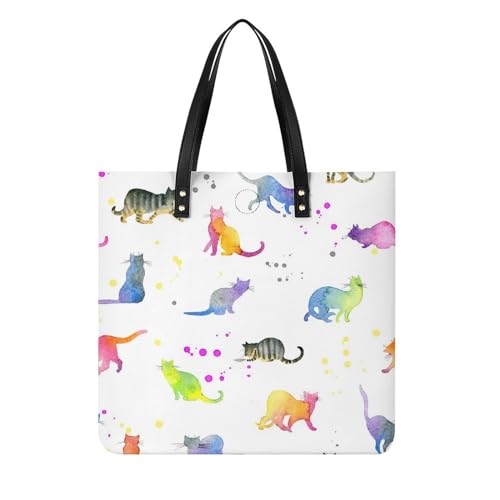Sac shopping chat coloré pour vos voyages et sorties quotidiennes de 39x39cm