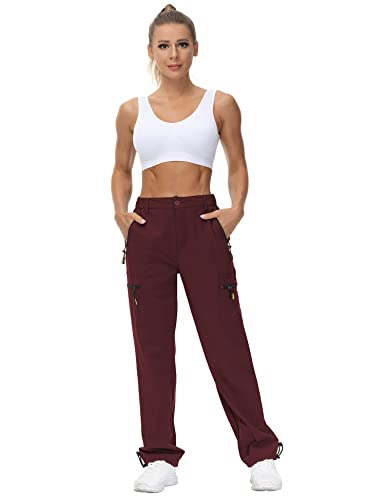 Vvk Women's Outdoor Hiking Pants Lightweight Quick Dry Water Resistant Mountain Trouser With Pockets Wine Red Large #TOP3