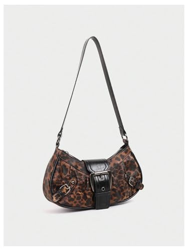 Image of GORGLITTER Women's Y2k Shoulder Bag Buckle Western Vintage Hobo Pu Leather Handbags with Coin Purse