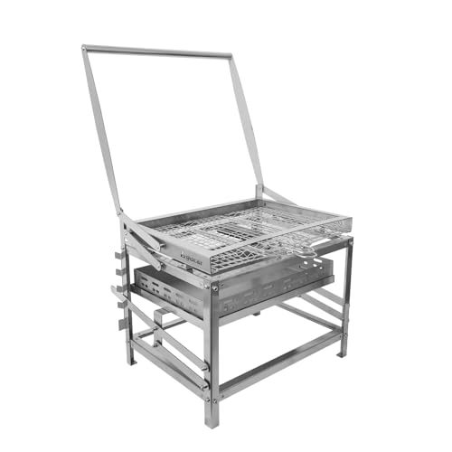 Ergocar Charcoal Grill Outdoor Multi-Function Portable Rotatable Adjustable Height 4-Tier Charcoal Tray Ideal For Outdoor Smoking, Picnics, Camping Barbecues