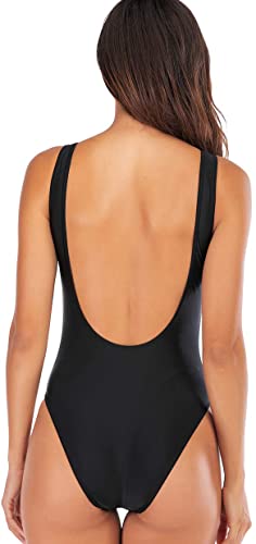 Leoparts Women's Retro 80s/90s High Cut Low Back One Piece Swimsuits Bathing Suits2