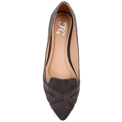 Brinley Co. Womens Pointed Toe Flat Grey, 8 Regular US3