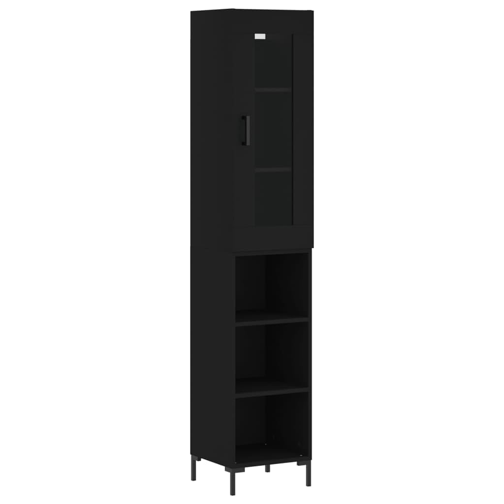 Möbel Wohnaccessoire Highboard Schwarz 34,5x34x180cm Engineered Wood-Furniture