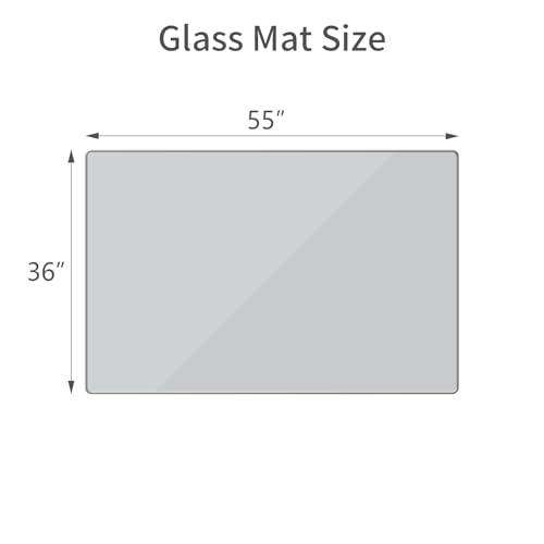 Image of [Tempered Glass] 36 inch x 55 inch Glass Office Chair Mat for Carpet