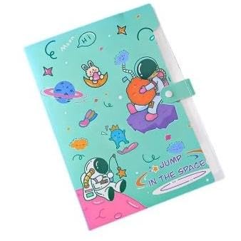 Pasta Organizadora Sanfonada A4 - Porta Documentos Astronauta Kawaii (Verde)