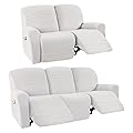 H.VERSAILTEX 2023 New Version 5-Pieces Stretch Recliner Sofa Covers Bundle 4-Pieces Stretch Recliner Loveseat Covers, Ivory from 