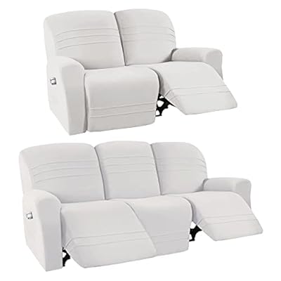 H.VERSAILTEX 2023 New Version 5-Pieces Stretch Recliner Sofa Covers Bundle 4-Pieces Stretch Recliner Loveseat Covers, Ivory from 