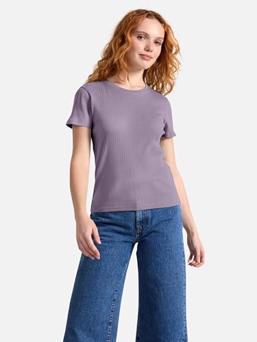 Image of Zilcon Women Fashion Trendy Ribbed Round Neck t Shirt for Woman Half Sleeves Tops for Women Stylish Western Formal, Casual, Office, Date, Outing, Party Tops