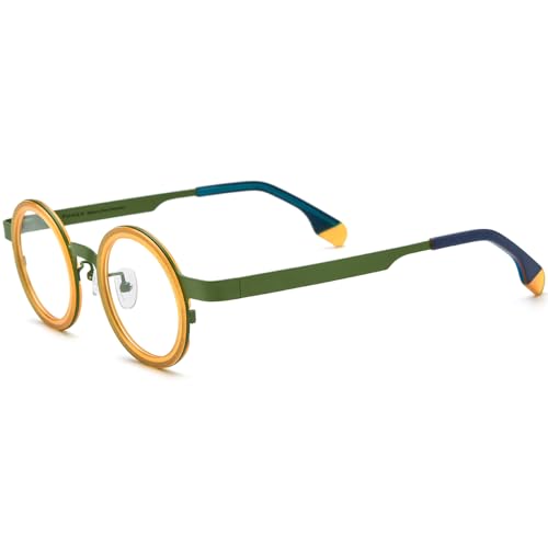 Image of FONEX Acetate Titanium Glasses Frame Women Round Eyeglasses Vintage Eyewear F85816