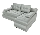 BROMARKT Ecksofa KASTELL 2 L-Form Schlafsofa Wohnlandschaft Links/Rechts Couch, Bettkasten,Schlaffunktion,viele Farbvarianten (Rechts, Monolith 84 – Helllgrau, h80 x t141 x b200 cm)