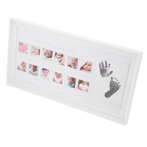 SUPVOX 12 Month Baby Growth Frame Infant Footprint Handprint Photo Frame Unique Baby Shower