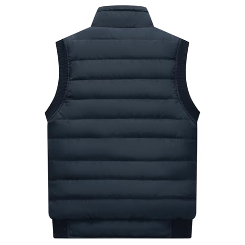 Image of Msmsse Men's Outerwear Vests Winter Quilted Padded Vest Gilet Stand Collar Warm Puffer Vest