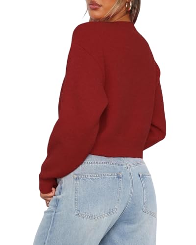 Image of Balimtoy Women's Cropped Cardigan Sweaters Long Sleeve Button Down Sweaters Knit Cardigan Cute Y2k Open Front Crop Top