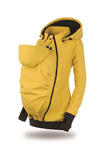 FUN2BEMUM EVEREST 6in1 BACK/FRONT Softshell Jacke,Tragejacke , Babytragejacke,Schwangerschaftsjacke Senfgelb (M) Cover