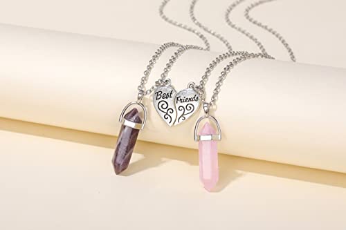 PESOENTH BFF Necklace for 2 - Matching Heart Best Friends Crystal Pendant Necklaces Friendship Jewelry Set For Women4