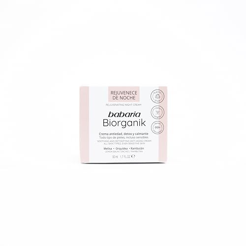 Babaria Bio Plastic Free Crema Facial Rejuvenecedora Noche, Negro, Orquídea, 50 Mililitro